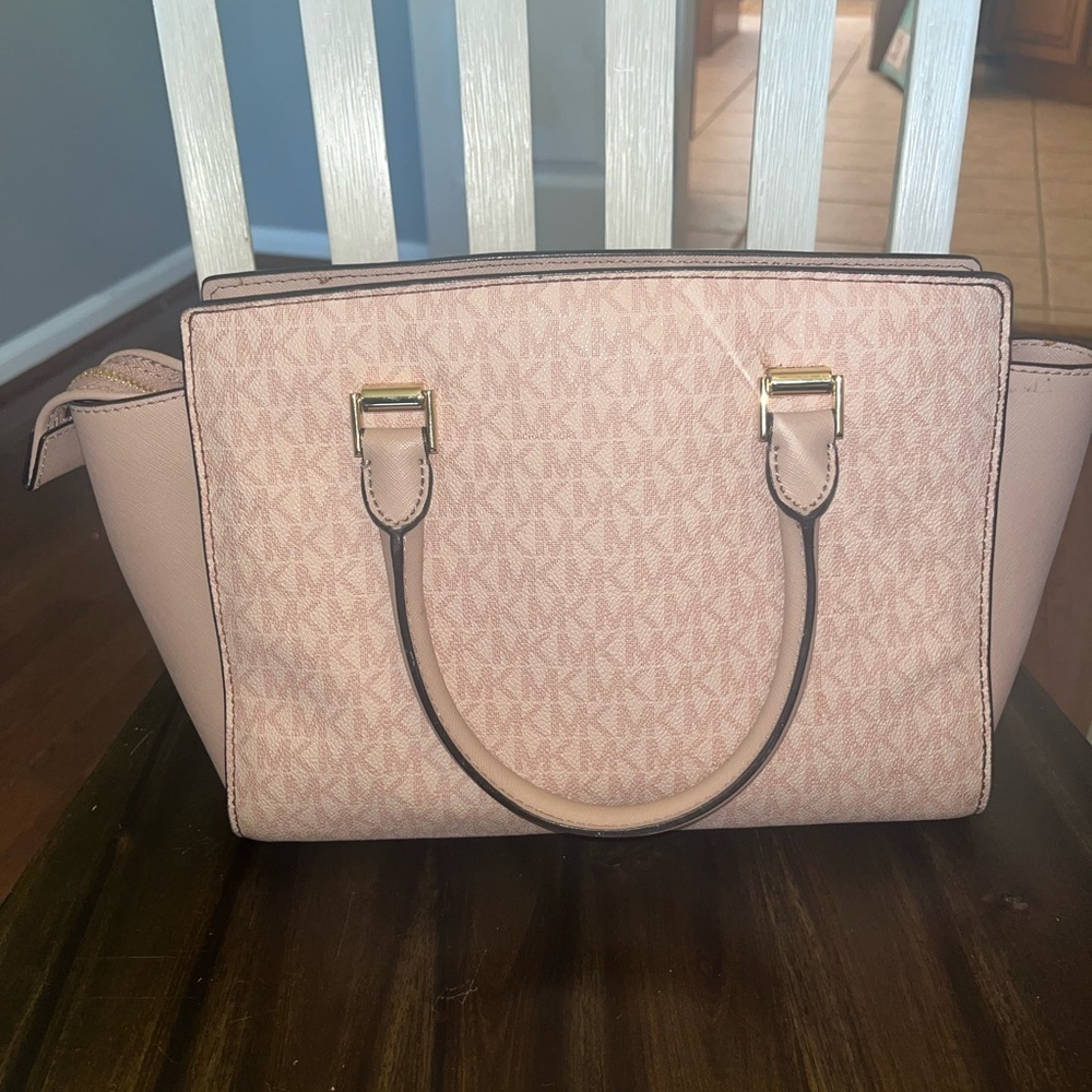 Michael Kors Women's Selma Medium Top-Zip Satchel Signature Logo-BALLET - Picture 2 of 6